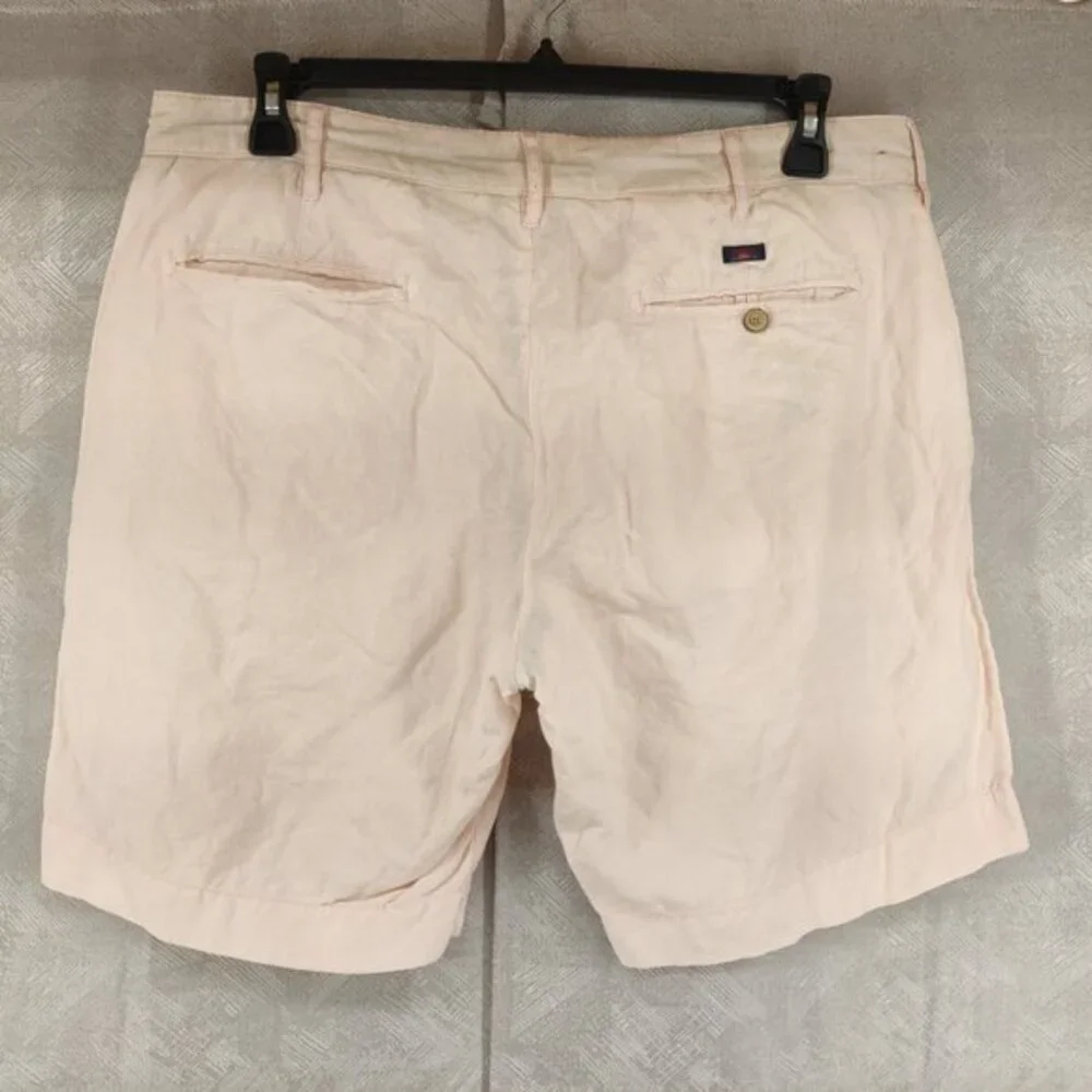 Faherty Linen Cotton Shorts Mens 35‎ Pink Solid Flat Front Casual Summer Beach